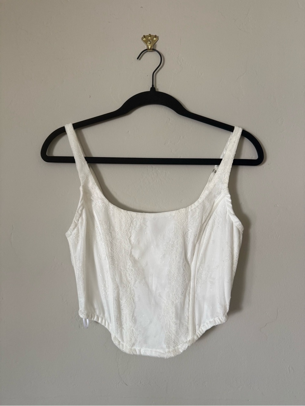 Cotton Candy White Lace-Trim Camisole
